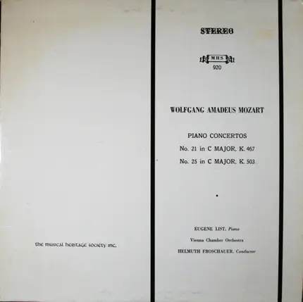 Mozart - Piano Concerts: No. 21 In C Major, K. 467 /  No. 25 In C Major, K. 503