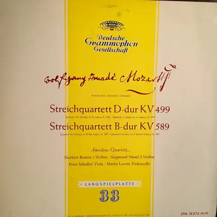 Mozart - Streichquartett D-dur KV499, Streichquartett B-dur KV589