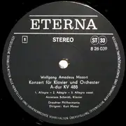 LP - Wolfgang Amadeus Mozart - Konzert Für Klavier Und Orchester A-dur KV 488, Konzert Für Klavier Und Orchester A-dur KV 414 - black labels