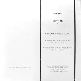 Wolfgang Amadeus Mozart - Concerto No. 3 In F Major, K. 242 / Concerto No. 6 In E-flat Major, K. 316a