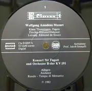 LP - Wolfgang Amadeus Mozart , Klaus Thunemann , Thomas Friedli , Edmond De Stoutz , Zürcher Kammerorche - Fagottkonzert B-dur, KV 191 / Klarinettenkonzert A-dur, KV 622 - gatefold
