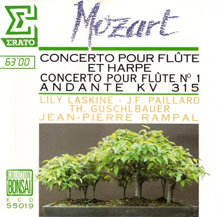 Wolfgang Amadeus Mozart , Lily Laskine , Jean-Pierre Rampal , Jean-François Paillard , Wiener Symph - Concerto Pour Flûte & Harpe KV 299 Ut Majeur, Concerto Pour Flûte N°1 KV 313 Sol Majeur, Andante Po