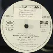 LP - Mozart /  Mendelssohn - Violinkonzert G-Dur KV 216 / Violinkonzert E-Moll Op.64 (Klimow)