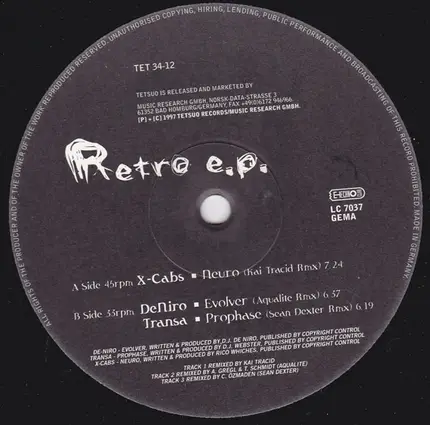 X-Cabs / De Niro / Transa - Retro E.P.