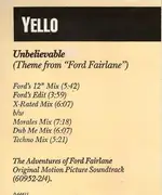12'' - Yello - Unbelievable (Theme From 'Ford Fairlane')