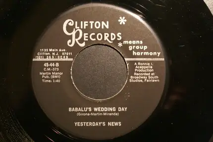 Yesterday's News - Old Man River / Babalu's Wedding Day