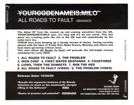 Yourcodenameis:milo - All Roads To Fault