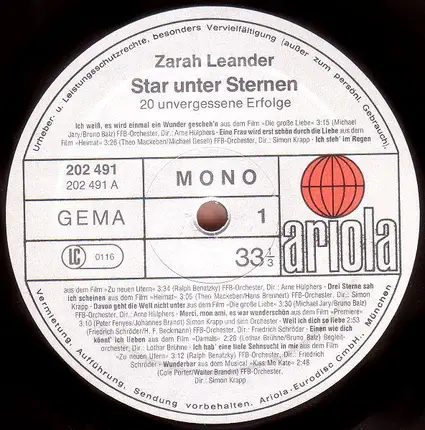 Zarah Leander - Star Unter Sternen (20 Unvergessene Erfolge)