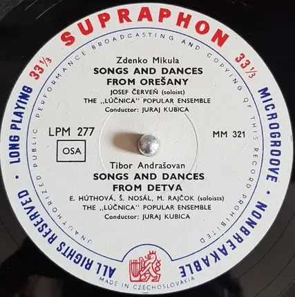 Mikula/ Andrasovan - Songs And Dances From Oresany/ Songs And Dances From Detva