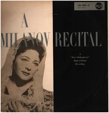 Zinka Milanov , Božidar Kunc - A Milanov Recital