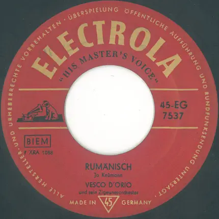 Zigeunerorchester Vesco D'Orio - Ungarisch / Rumänisch