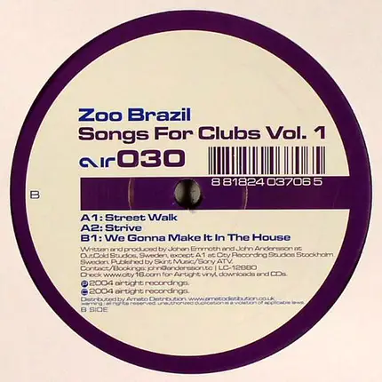 Zoo Brazil - Songs For Clubs Vol. 1