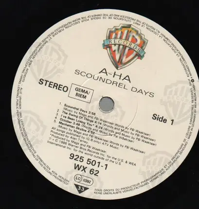 A-Ha - Scoundrel Days