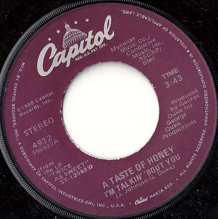 A Taste Of Honey - I'm Talkin' Bout You