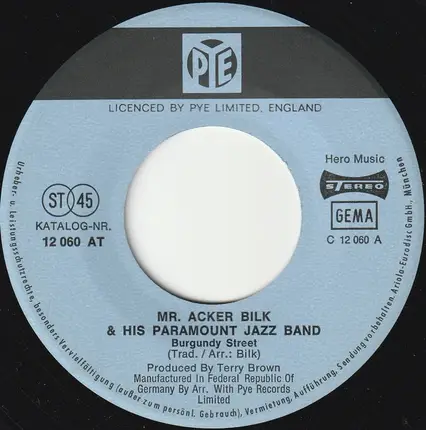 Acker Bilk And His Paramount Jazz Band - Burgundy Street