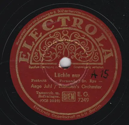 Aage Juhl Thomsens Orkester - Blaue Rosen / Lächle Nur