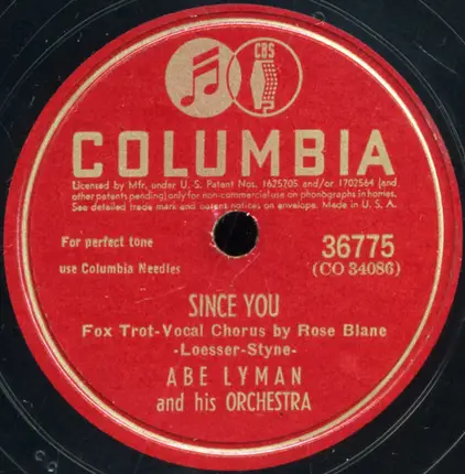 Abe Lyman And His Orchestra - Rum And Coca-Cola / Since You
