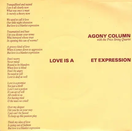Agony Column - Love Is A Blanket Expression