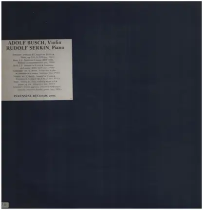 Adolf Busch, Rudolf Serkin - Schubert, Bach, Geminiani a.o.