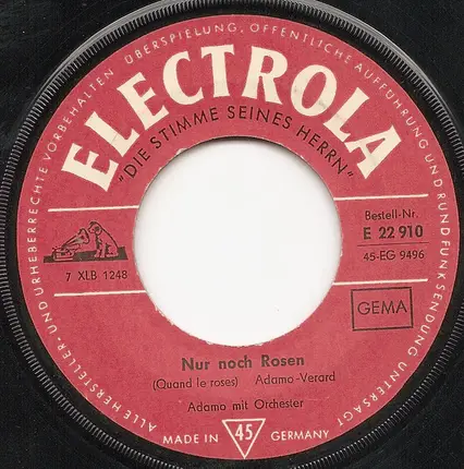 Adamo - Nur Noch Rosen (Quand Les Roses) / Ein Bisschen Herz (A Vot' Bon Coeur)