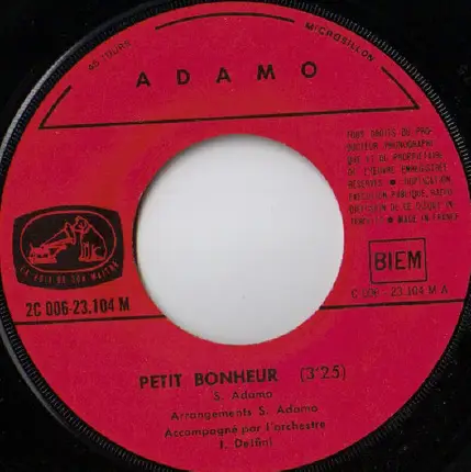 Adamo - Petit Bonheur / Mon Cinema
