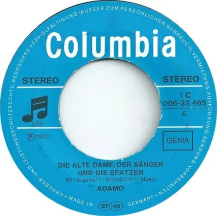 Adamo - Die Alte Dame, Der Sänger Und Die Spatzen