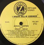 LP - Adriana Martino , Bertolt Brecht , Hanns Eisler - Adriana Martino Canta Brecht E Eisler