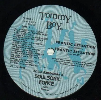 Afrika Bambaataa & Soulsonic Force With Shango - Frantic Situation