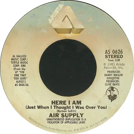 Air Supply - Here I Am (Just When I Thought)