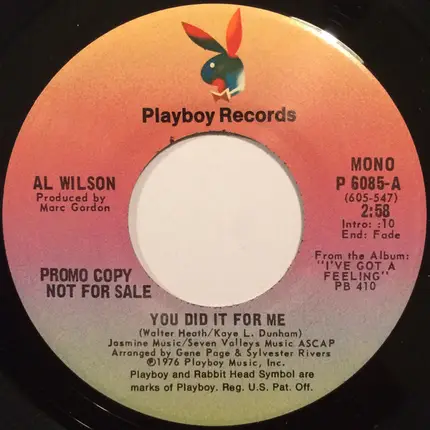 Al Wilson - You Did It For Me