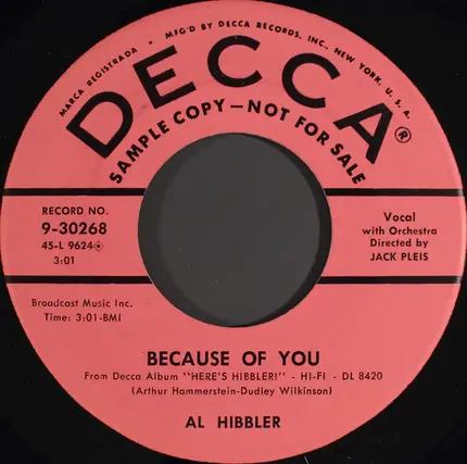 Al Hibbler - Sweet Slumber / Because Of You