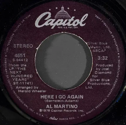 Al Martino - One Last Time / Here I Go Again