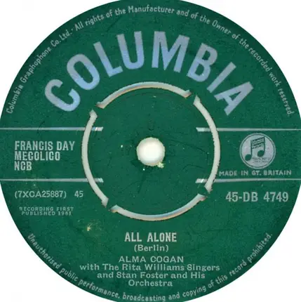 Alma Cogan - Keep Me In Your Heart / All Alone