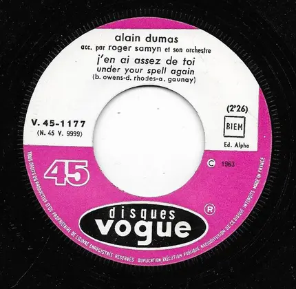 Alain Dumas Acc. Par Roger Samyn Et Son Orchestre - Je Sais Qu'un Jour