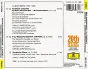 CD - Alban Berg / Pinchas Zukerman , Daniel Barenboim , Antony Pay , Ensemble Intercontemporain , Pierre - Chamber Concerto, 4 Pieces for Clarinet and Piano, Piano Sonata