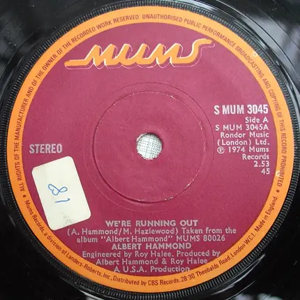 Albert Hammond - We're Running Out