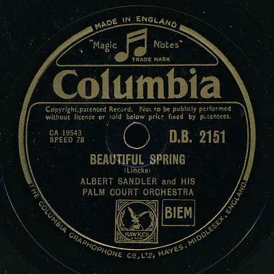 Albert Sandler And His Orchestra - Beautiful Spring / Acclamation Waltz