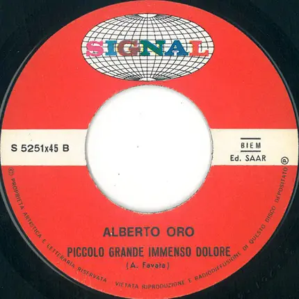 Alberto Oro - Piccolo Grande Immenso Dolore / Parlo Di Lei