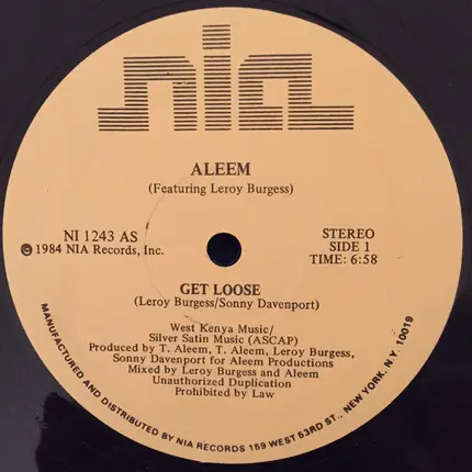 Aleem Featuring Leroy Burgess - Get Loose