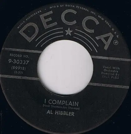 Al Hibbler - Around The Corner From The Blues / I Complain