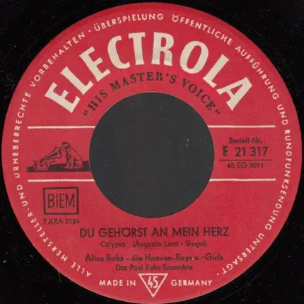 Alice Babs - Du Gehörst An Mein Herz / Morgen Gibt's Ein Wiedersehn