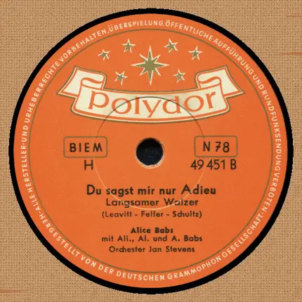 Alice Babs - Ole Dole Dei / Du Sagst Mir Nur Adieu