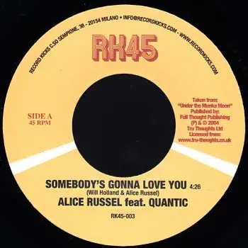 Alice Russell Feat. Quantic / The James Taylor Quartet - Somebody's Gonna Love You / Tough Chicken (Part 1)
