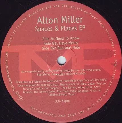 Alton Miller - Spaces & Places EP