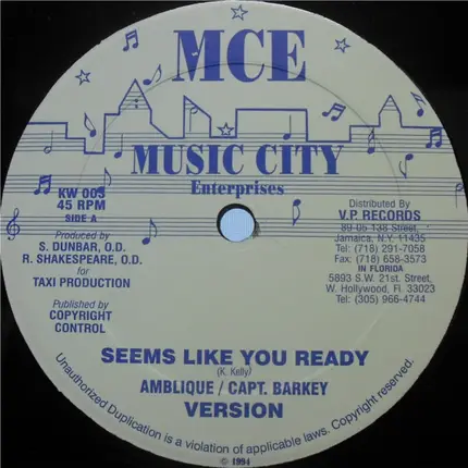 Ambelique , Captain Barkey / Derrick Harriott - Seems Like You Ready / Solomon