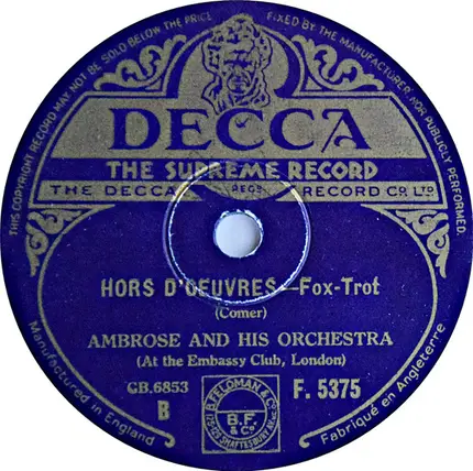 Ambrose & His Orchestra - Embassy Stomp / Hors D'Oeuvres
