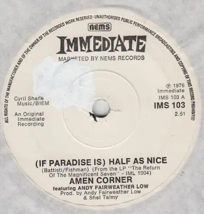 Amen Corner, Andy Fairweather-Low - (If Paradise Is) Half As Nice