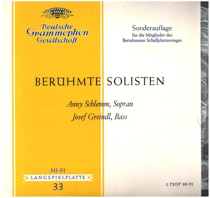 Anny Schlemm / Josef Greindl - Berühmte Solisten
