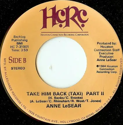 Anne LeSear - Take Him Back (Taxi)