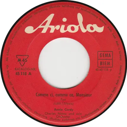 Annie Cordy - Hallo, Wer Ist Dort An Der Tür / Comme Ci, Comme Ca, Monsieur